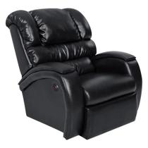 Poltrona do Papai Reclinável Zero Wall com Botão Manchester PU Sintético Preto Brilho G23 - Encantum