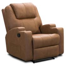 Poltrona Do Papai Retrátil Reclinável Com Porta-copos Celina F04 material sintético Marrom - Lyam Decor