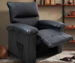 Poltrona Do Papai Retrátil Reclinável -material sintético Preto/Fosco - Gavea