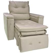 Poltrona do Papai Retrátil Reclinável Veludo Bege Conforto Larbelle