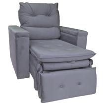 Poltrona do Papai Retrátil Reclinável Veludo Cinza Conforto Larbelle