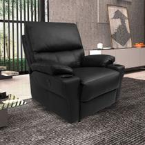 Poltrona do Papai Sala de Cinema Mia Reclinável Retrátil Power Elétrico Base Fixa Couro Preto G40 - Gran Belo