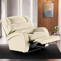 Poltrona do Papai Sala de Cinema Reclinável Kylie Controle Power Elétrico USB PU Bege G23