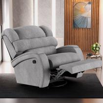 Poltrona do Papai Sala de Cinema Reclinável Kylie Glider Manual Giratória Massagem USB Linho Cinza G23
