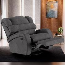 Poltrona do Papai Sala de Cinema Reclinável Kylie Glider Manual Giratória USB Linho Chumbo G23