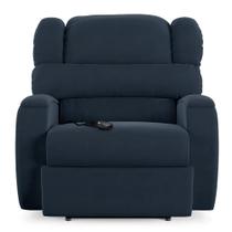 Poltrona do Papai Sala de Cinema Reclinável Manchester Controle Power Elétrico USB Veludo Azul G23