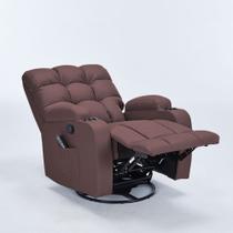 Poltrona do Papai Siena Giratória Reclinável Sala de Estar Massagem Manual Aquecimento PU Marrom Chocolate G94 - Gran Belo Poltrona do Papai Siena Giratória Reclinável Sala de Estar Massagem Manual Aquecimento PU Marrom Chocolate G94 - Gran Belo