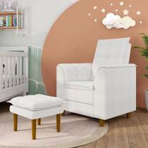 Poltrona do Papai/Vovô/Mamãe Sala de Estar Kate Pés Palito Bouclê Off White - New Belle