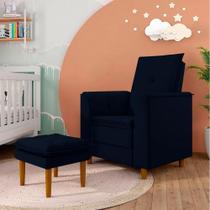 Poltrona do Papai/Vovô/Mamãe Sala de Estar Kate Pés Palito Suede Azul Marinho