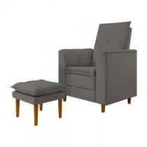 Poltrona do Papai/Vovô/Mamãe Sala de Estar Kate Pés Palito Suede Grafite