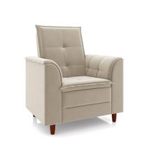 Poltrona do Papai/Vovô/Mamãe Sala de Estar Kate Pés Palito Veludo Bege - New Belle Poltrona do Papai/Vovô/Mamãe Sala de Estar Kate Pés Palito Veludo Bege - New Belle