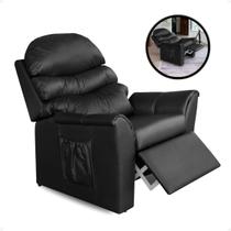 Poltrona do Papai/Vovô Reclinavel Ayla TOP SOFAS em material sintético Preto