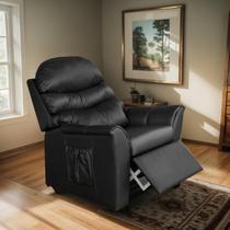 Poltrona do Papai Vovô Reclinavel Ayla TOP SOFAS em material sintético Preto Descanso Sala Amamentação
