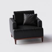 Poltrona Doha em Couro Preto - Home Mobily Poltrona Doha em Couro Preto - Home Mobily