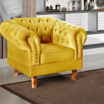 Poltrona Dom Pedro Chesterfield Retrô Decorativa Amarelo