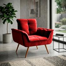 Poltrona Duala Velut Vermelho Decorativa com Pés Palito - King House Poltrona Duala Velut Vermelho Decorativa com Pés Palito - King House