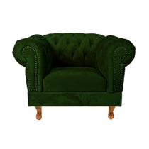 Poltrona Duque Chesterfield Capitonê - Suede Verde Musgo