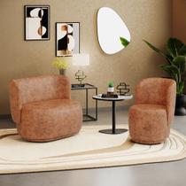 Poltrona e Namoradeira Orgânica Molly material sintético Caramelo - Desk Design Poltrona e Namoradeira Orgânica Molly material sintético Caramelo - Desk Design
