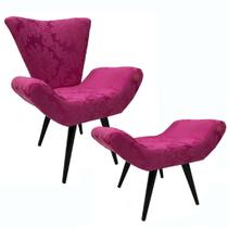 Poltrona e Puff Elegance Pé Palito 01 Pink Poltrona e Puff Elegance Pé Palito 01 Pink