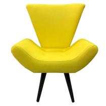 Poltrona e Puff Elegance Pé Palito material sintético Amarelo Poltrona e Puff Elegance Pé Palito material sintético Amarelo