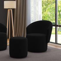 Poltrona e Puff Redondo Orgânico para Sala Malu Suede M11 - D'Rossi