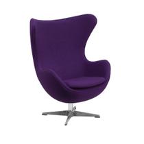 Poltrona Egg Arne Jacobsen Aluminio Relax Com Trava Suede Berinjela - ErgoDecor