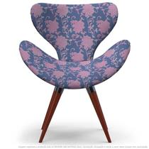 Poltrona Egg Floral Rosa e Lilás Cadeira Decorativa com Base Fixa