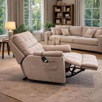 Poltrona Elétrica Reclinável Com Controle Em Veludo Madeira Maciça de Eucalipto Macia Automatizada Para Idosos Clínicas Recuperação Pós Cirurgias