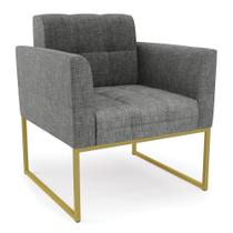 Poltrona Elisa Linho Base Metálica Industrial Dourado D03 - D'Rossi