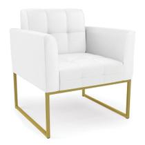 Poltrona Elisa material sintético Base Metálica Industrial Dourado - D'rossi Cor Branco