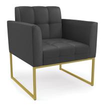 Poltrona Elisa material sintético Base Metálica Industrial Dourado - D'Rossi