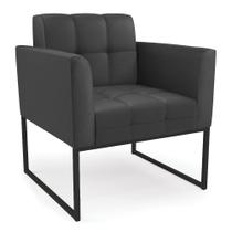Poltrona Elisa material sintético Preto Base Metálica Industrial Preto D03 - D'Rossi