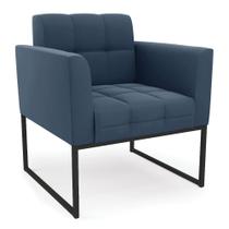 Poltrona Elisa Suede Azul Marinho Base Metálica Industrial Preto D03 - D'Rossi
