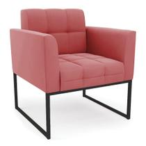 Poltrona Elisa Suede Base Metálica Industrial Preto - D'rossi Cor Rose Poltrona Elisa Suede Base Metálica Industrial Preto - D'rossi Cor Rose