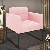 Poltrona Elisa Suede Base Metálica Industrial Preto D03 - D'Rossi