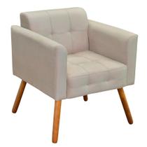 Poltrona Elisa Suede Bege Pés Palito Castanho Drossi Poltrona Elisa Suede Bege Pés Palito Castanho Drossi