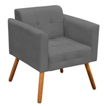 Poltrona Elisa Suede Grafite Pés Palito Castanho Drossi Poltrona Elisa Suede Grafite Pés Palito Castanho Drossi