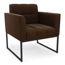 Poltrona Elisa Suede Marrom Base Metálica Industrial Preto - D'rossi Poltrona Elisa Suede Marrom Base Metálica Industrial Preto - D'rossi