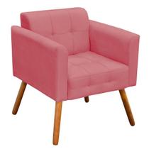 Poltrona Elisa Suede Rose Pés Palito Castanho Drossi Poltrona Elisa Suede Rose Pés Palito Castanho Drossi