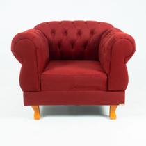 Poltrona Elisabeth Chesterfield Capitone Suede Vermelha Decorativa / Sala, Tv, Estar, Recepção