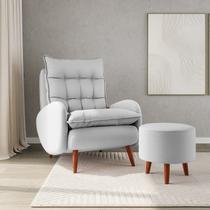 Poltrona Eloá Plus com Puff Linho para Sala de Estar