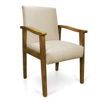 Poltrona Eloisa Suede Bege Base de Madeira Castanho