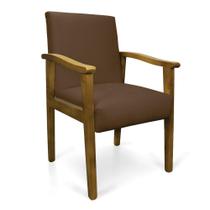 Poltrona Eloisa Suede Marrom Base de Madeira Castanho