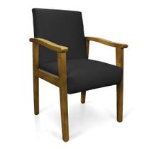 Poltrona Eloisa Suede Preto Base de Madeira Castanho