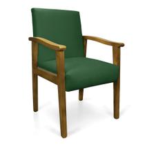 Poltrona Eloisa Suede Verde Base de Madeira Castanho