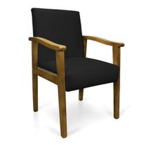 Poltrona Eloisa Veludo Preto Base de Madeira Castanho