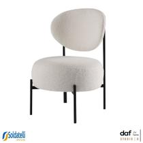 Poltrona Elza Sheep Bouclé Marfim Base Aço Carbono Preto - Daf Poltrona Elza Sheep Bouclé Marfim Base Aço Carbono Preto - Daf