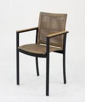 Poltrona em Aluminio Corda Náutica e braço de madeira