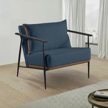 Poltrona em Estrutura de Metal, Estofada e Almofada Inclusa Ferco