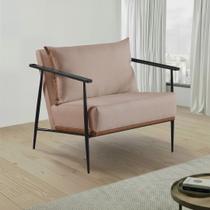 Poltrona em Estrutura de Metal, Estofada e Almofada Inclusa Ferco